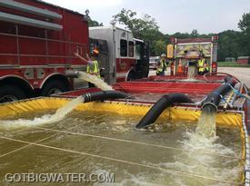 Five tankers supported the 750 gpm flow using 3 dump tanks and one fill site.